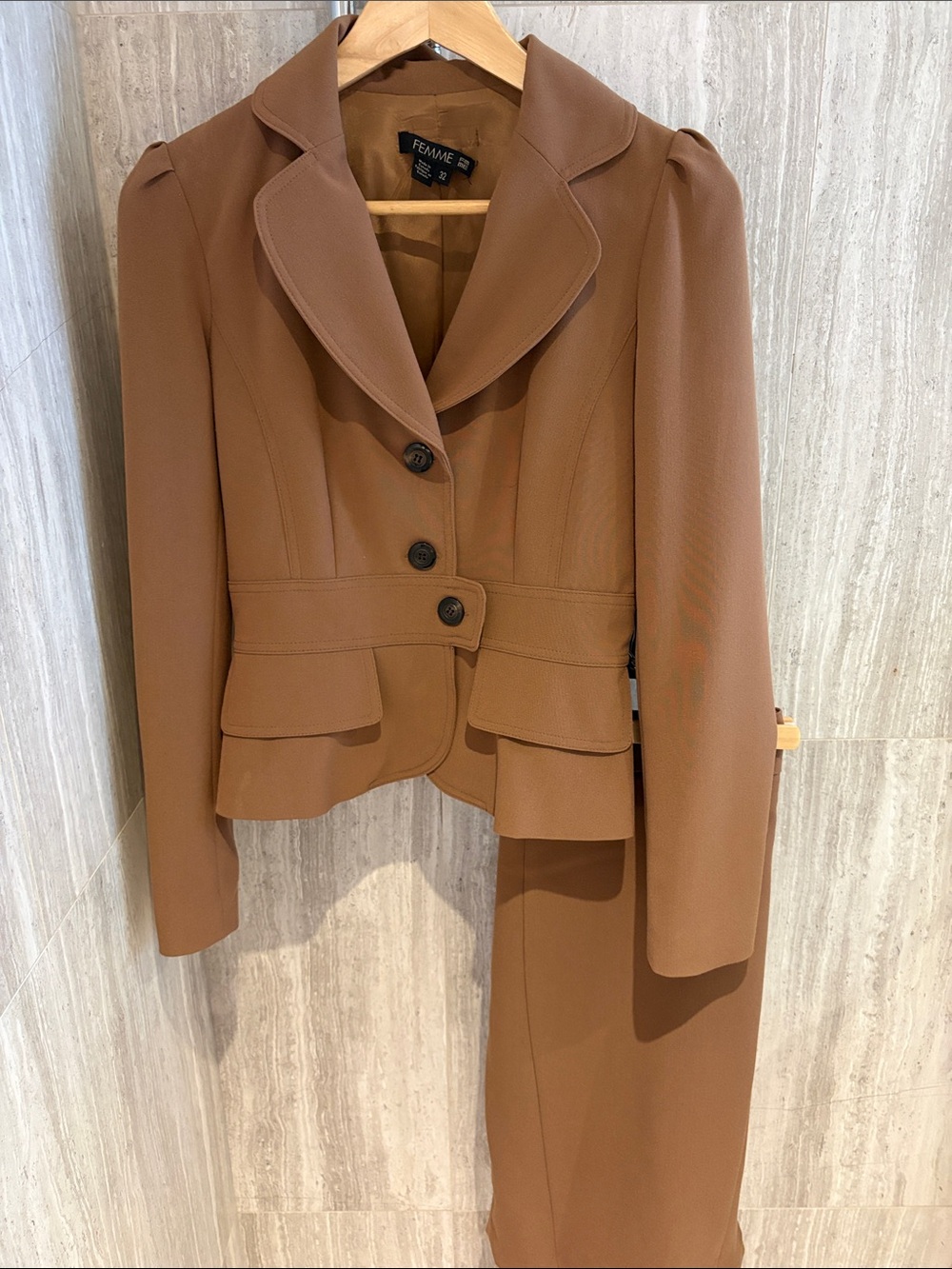 Femme Tailored Brown Peplum Blazer
